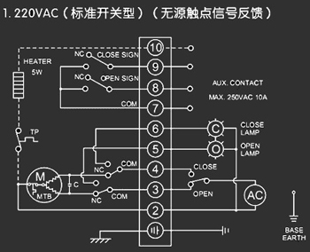 220VAC標準開關型<a href='http://www.dwhuizhou.cn/Product/diefa/diandongdiefa/' target='_blank'>電動<a href='http://www.dwhuizhou.cn/Product/diefa/' target='_blank'>蝶閥</a></a>接線圖