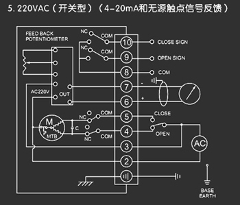 220VAC開關型<a href='http://www.dwhuizhou.cn/Product/diefa/diandongdiefa/' target='_blank'>電動<a href='http://www.dwhuizhou.cn/Product/diefa/' target='_blank'>蝶閥</a></a>接線圖