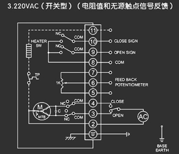 220VAC開關型<a href='http://www.dwhuizhou.cn/Product/diefa/diandongdiefa/' target='_blank'>電動<a href='http://www.dwhuizhou.cn/Product/diefa/' target='_blank'>蝶閥</a></a>接線圖