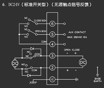 ＤＣ24Ｖ標準開關型<a href='http://www.dwhuizhou.cn/Product/diefa/diandongdiefa/' target='_blank'>電動<a href='http://www.dwhuizhou.cn/Product/diefa/' target='_blank'>蝶閥</a></a>接線圖